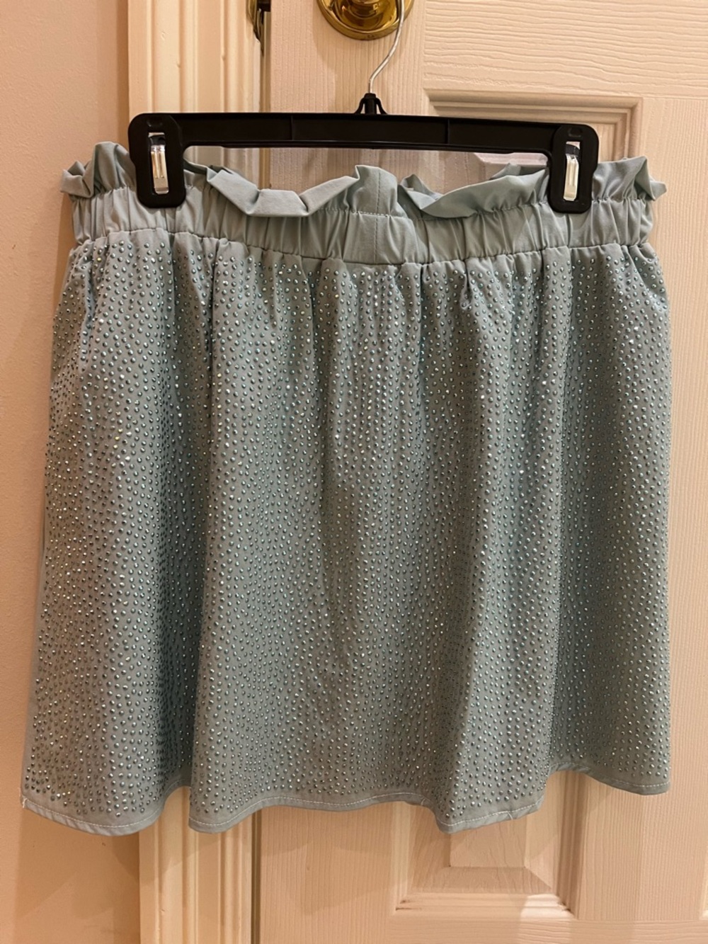 QUEEN OF SPARKLES Light Blue Crystal-Embellished Circle Skirt/Skort - Picture 6 of 6